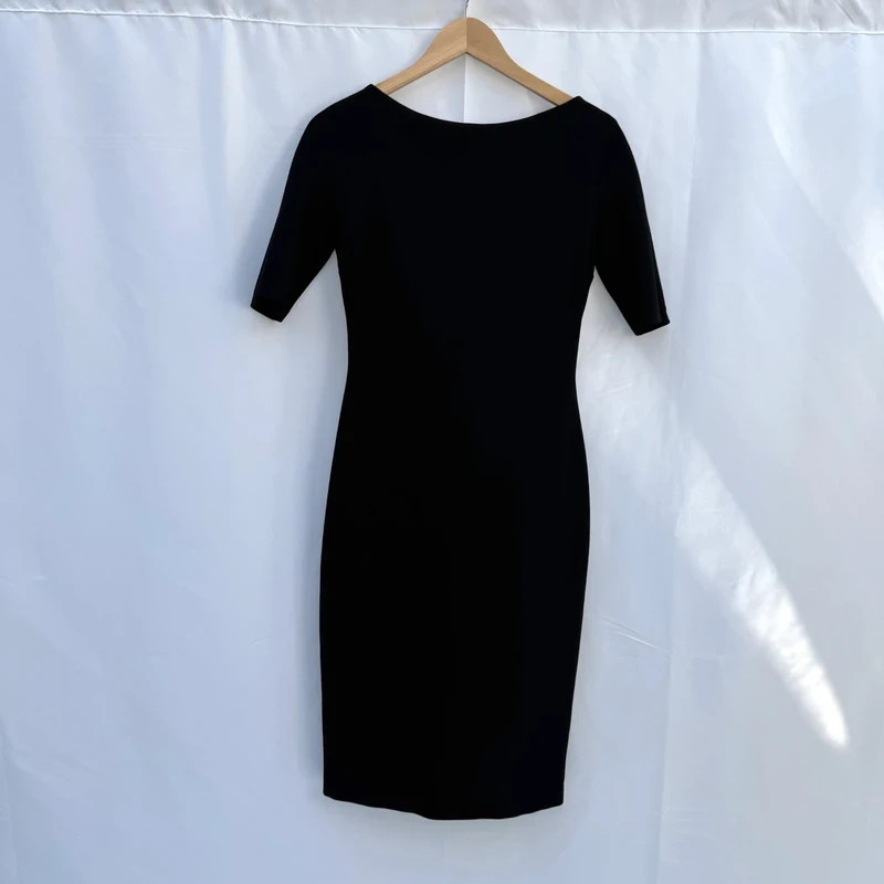 Zara Woman Black Boat Neck Bodycon Midi Dress Size S / UK 8–10