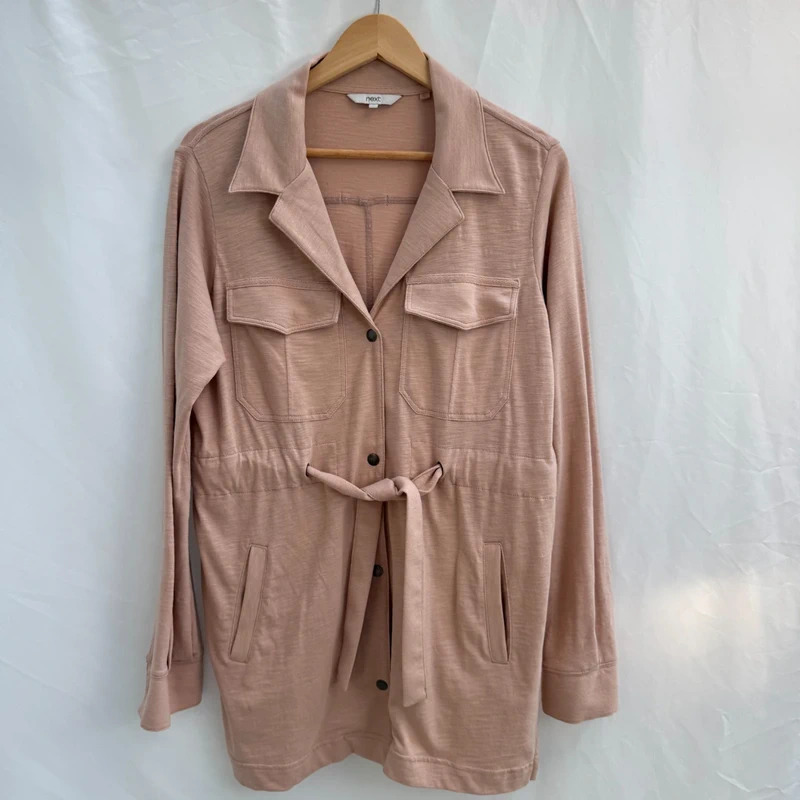 Next Blush Pink Cotton Utility Shacket Jacket UK 12