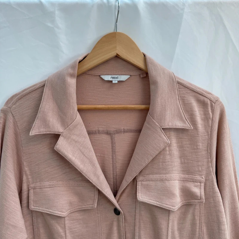 Next Blush Pink Cotton Utility Shacket Jacket UK 12 - Image 2