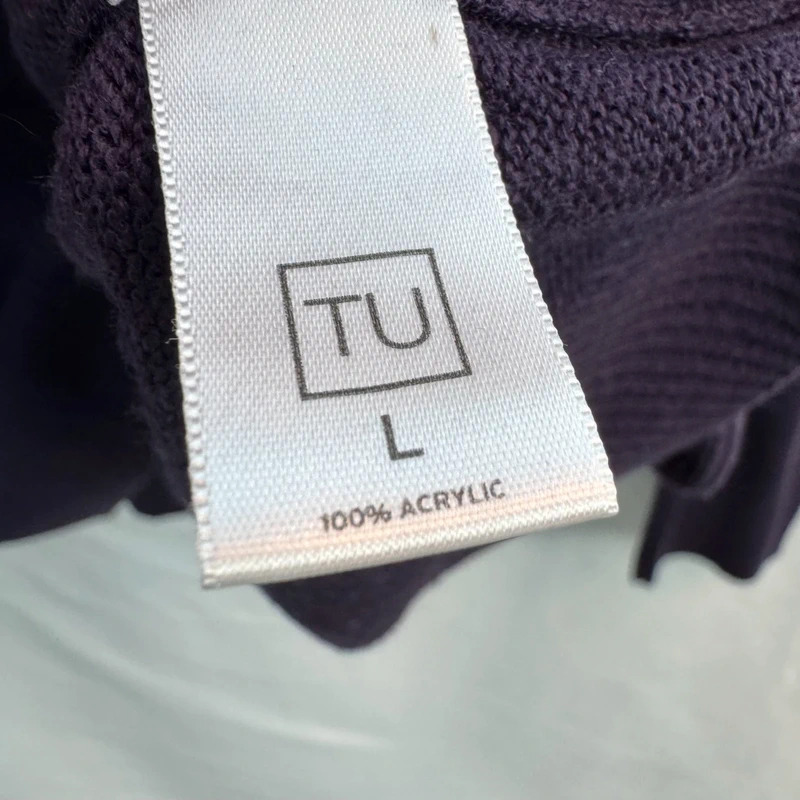 Tu Men's Large Purple V-Neck Mock Layer Jumper Knitwear Smart Casual Sweater - Image 4