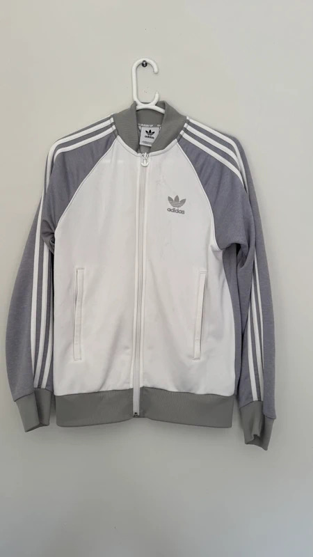 Adidas Originals SST Track Top White Grey 3 Stripe Zip Adult Size S