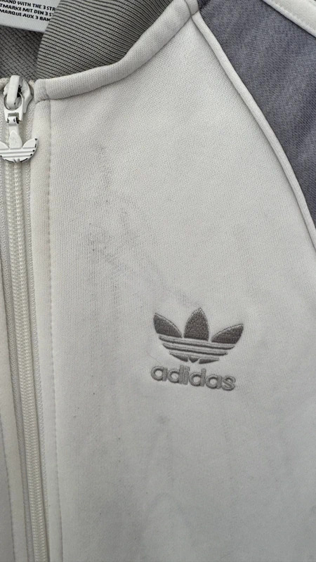 Adidas Originals SST Track Top White Grey 3 Stripe Zip Adult Size S - Image 3
