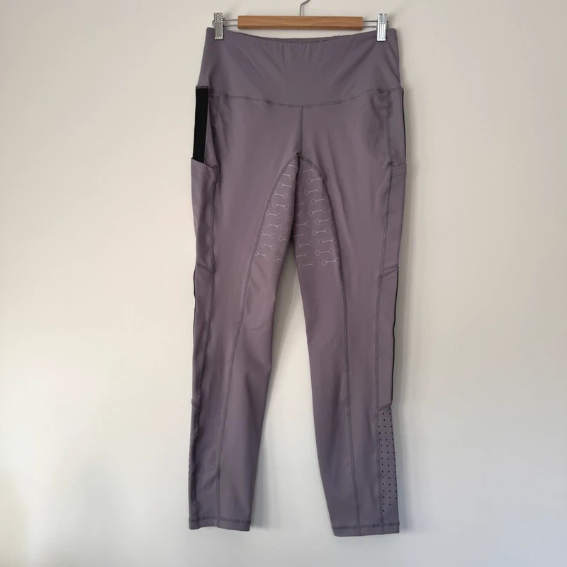 BNWT Equetech Signature Luxe Lavender Riding Tights Full Grip Size L Pockets