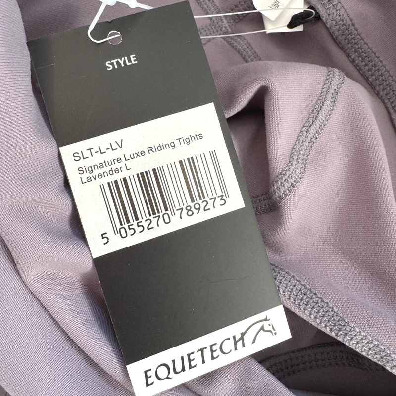 BNWT Equetech Signature Luxe Lavender Riding Tights Full Grip Size L Pockets - Image 10