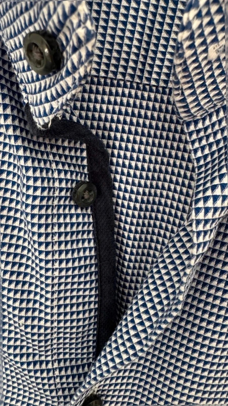 Next Signature Mens 100% Cotton Blue Geometric Shirt 16.5 Regular Fit - Image 4