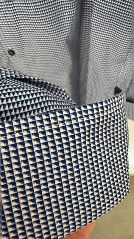 Next Signature Mens 100% Cotton Blue Geometric Shirt 16.5 Regular Fit - Image 5