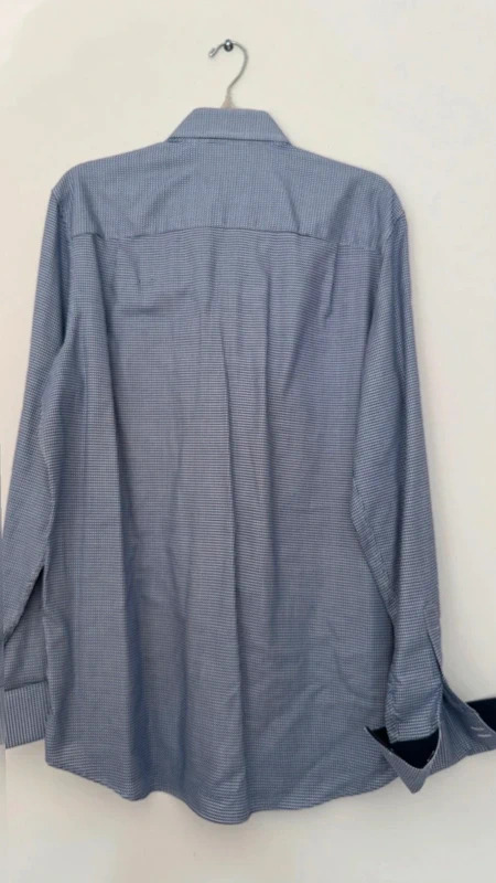 Next Signature Mens 100% Cotton Blue Geometric Shirt 16.5 Regular Fit - Image 10