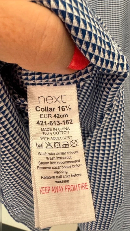 Next Signature Mens 100% Cotton Blue Geometric Shirt 16.5 Regular Fit - Image 11