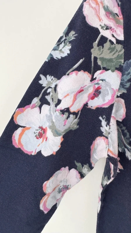 Joules Harbour Floral Breton Top Navy Pink 3/4 Sleeve UK 14 Cotton - Image 4