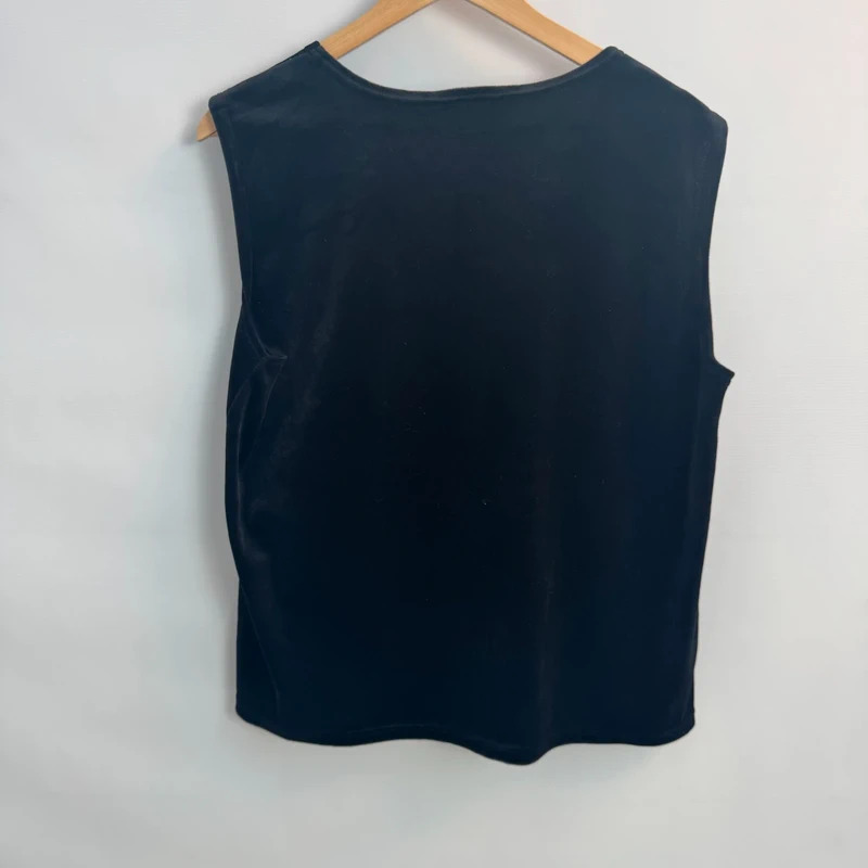 Classics Black Velvet Sleeveless Top Scoop Neck Smart Occasion Camisole UK 24 - Image 6