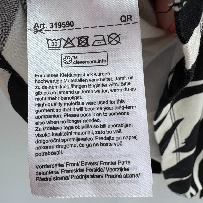 Street One Zebra Print Top UK 8 Black White Short Sleeve Boat Neck Stretch fits UK 10 - Image 7