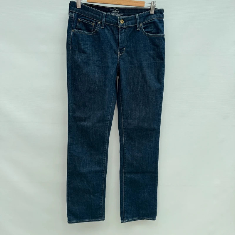 Levi's Demi Curve Classic Straight Jeans W28 L32 UK 10 Dark Blue Stretch Denim