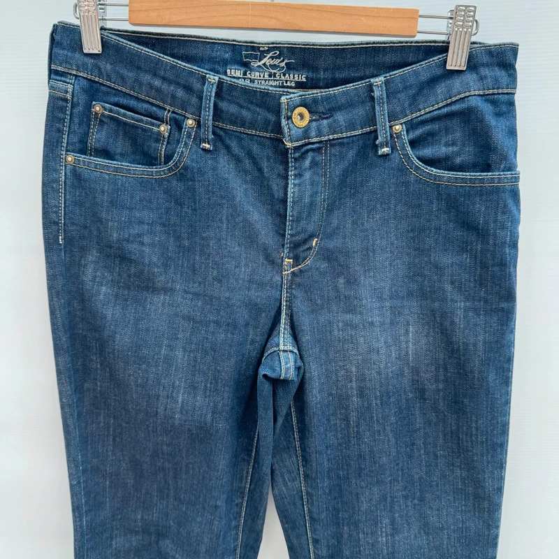 Levi's Demi Curve Classic Straight Jeans W28 L32 UK 10 Dark Blue Stretch Denim - Image 6