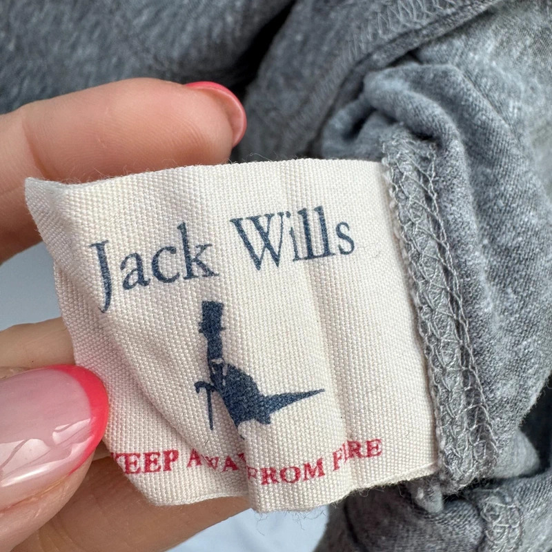 Jack Wills Grey Marl T‑Shirt UK 14 Scoop Neck Short Sleeve Embroidered Logo - Image 4