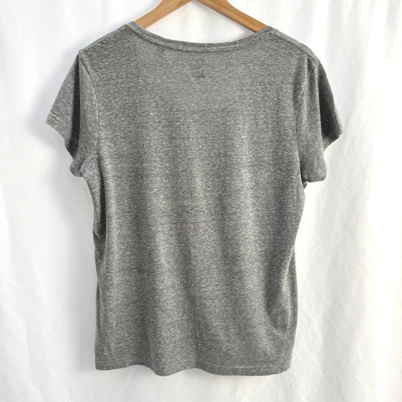 Jack Wills Grey Marl T‑Shirt UK 14 Scoop Neck Short Sleeve Embroidered Logo - Image 6