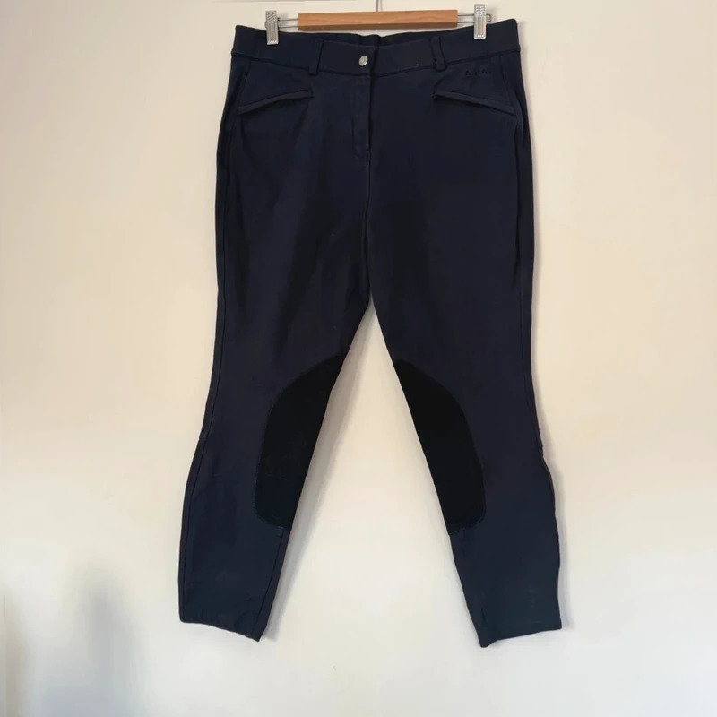 Ariat heritage Navy Knee Patch Riding Breeches UK 32R Cotton Stretch Women