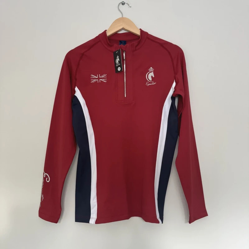 Eqcouture Base Layer UK 14 – Red Navy Union Jack Long Sleeve Riding Top BNWT