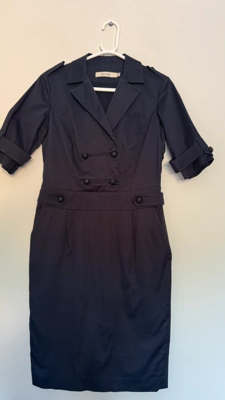Reiss Navy Perine Trench Pencil Dress UK10 – Missing Shoulder Button