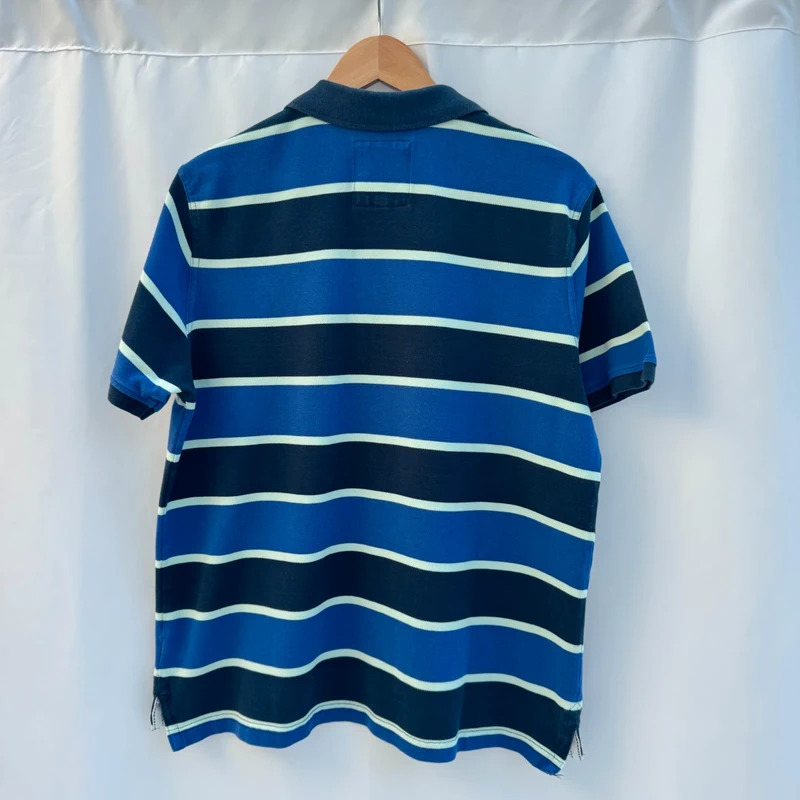 Crew Clothing Polo Shirt XL Slim Fit Blue Stripe 100% Cotton Pique True Size Large - Image 5