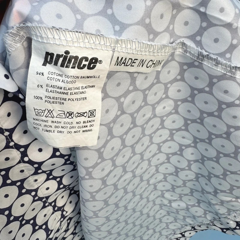 Prince Sportswear White Ribbed Tennis Dress Navy Print Sleeveless UK 12 Medium - Image 8