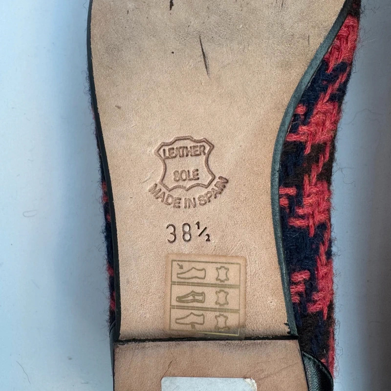 London Sole French Sole Annie Red Navy Tweed Ballet Flats Leather Trim EU 38.5 UK 5.5 - Image 9