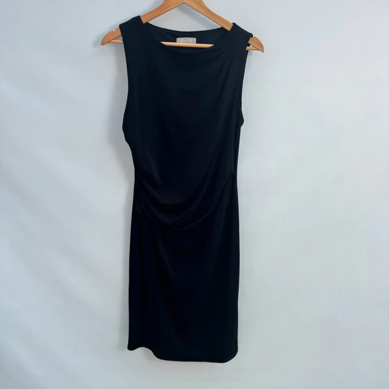 Planet Black Sleeveless Ruched Pencil Dress UK 10 Stretch Smart Occasion