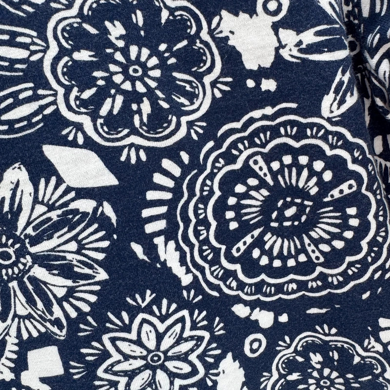Hatley Navy White Floral Cotton Dress XS / UK 8–10 3/4 Sleeve Casual Jersey - Image 5