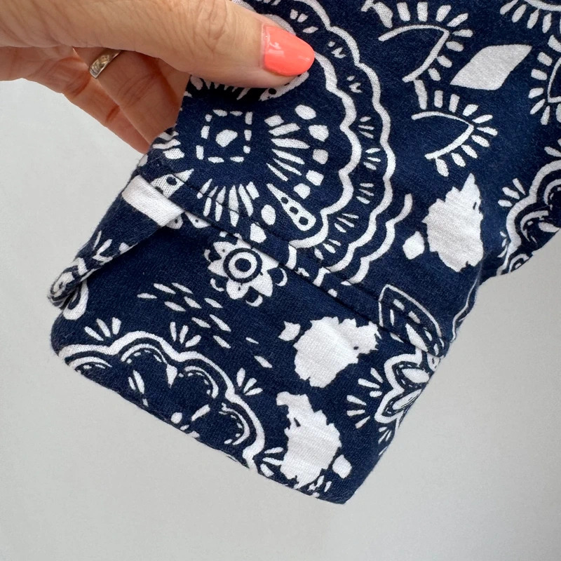 Hatley Navy White Floral Cotton Dress XS / UK 8–10 3/4 Sleeve Casual Jersey - Image 6