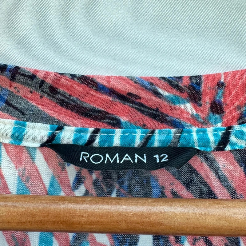 Roman Originals Size 12 Tropical Palm Print Diamante Tie Front Top - Image 6