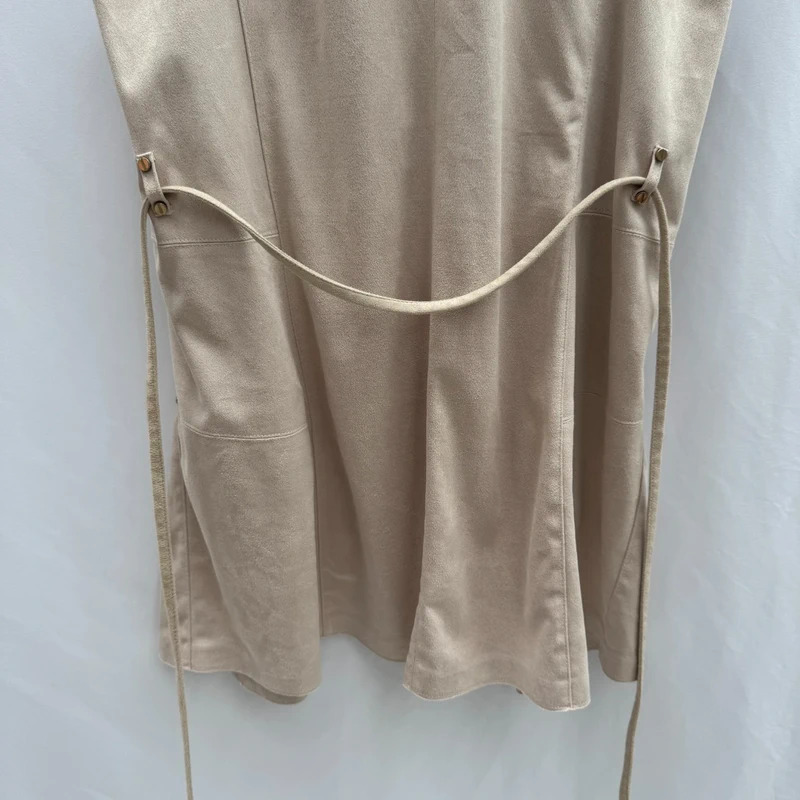 River Island beige sleeveless draped waist tie gilet UK 14 - Image 6