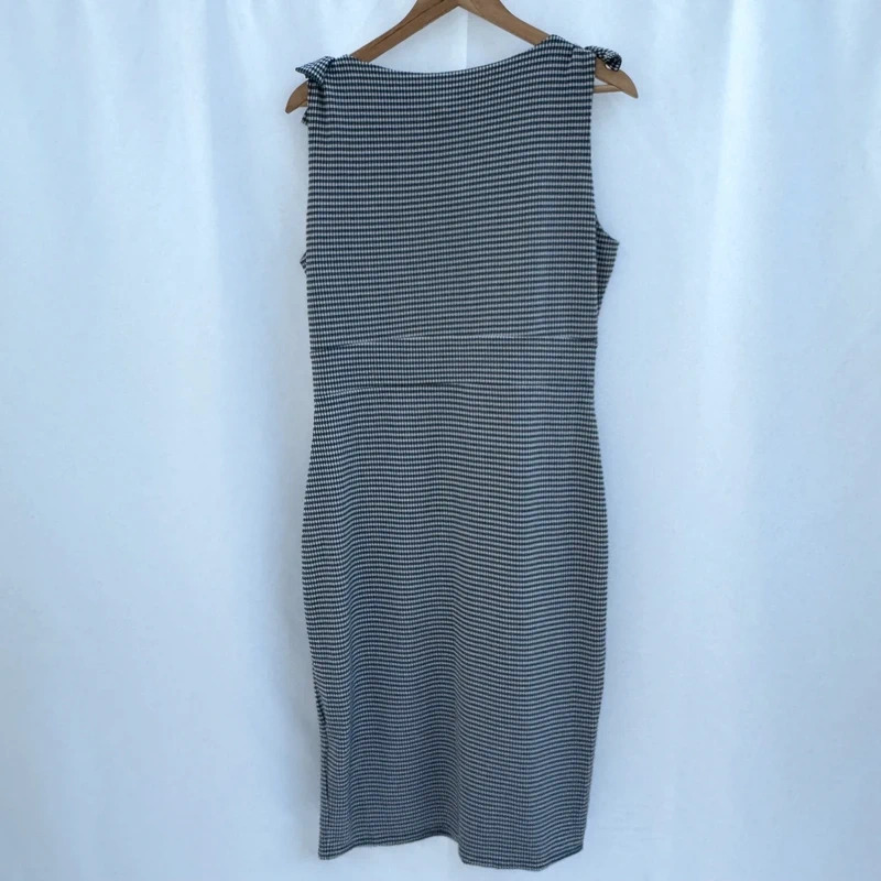 Lindy Bop Sabina Navy Gingham Tie shoulder Midi Wiggle Dress UK 16 BNWT - Image 2