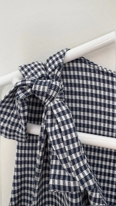 Lindy Bop Sabina Navy Gingham Tie shoulder Midi Wiggle Dress UK 16 BNWT - Image 5