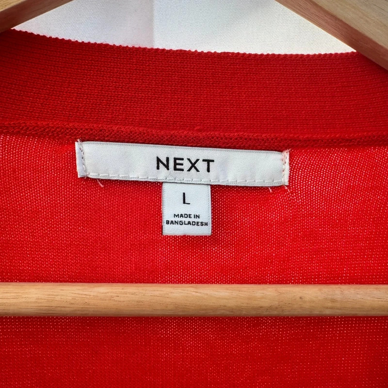 Next Bright Orange Fine Knit Cardigan Size L UK 14–16 Cotton Blend RRP £28 - Image 3