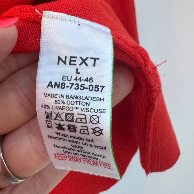 Next Bright Orange Fine Knit Cardigan Size L UK 14–16 Cotton Blend RRP £28 - Image 6