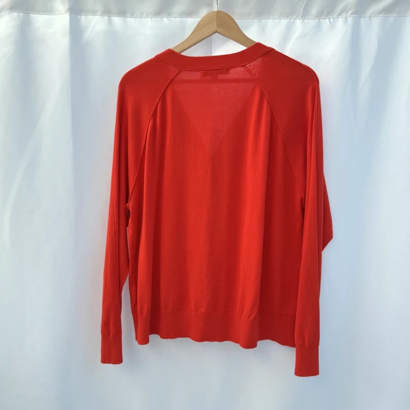 Next Bright Orange Fine Knit Cardigan Size L UK 14–16 Cotton Blend RRP £28 - Image 7