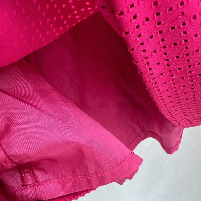 Versace Jeans Fuchsia Pink Eyelet Dress IT42 UK10 Sleeveless Logo Buttons Made in Italy - Image 8