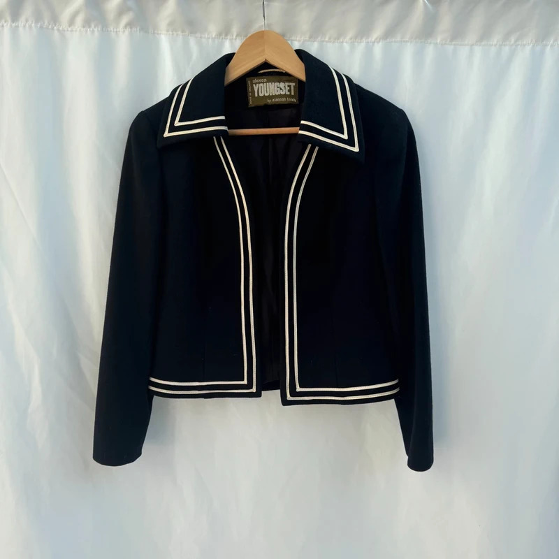 Vintage Alexon Youngset by Alannah Tandy Navy Wool Sailor Suit - Jacket & Skirt - UK 8-10 - Image 2