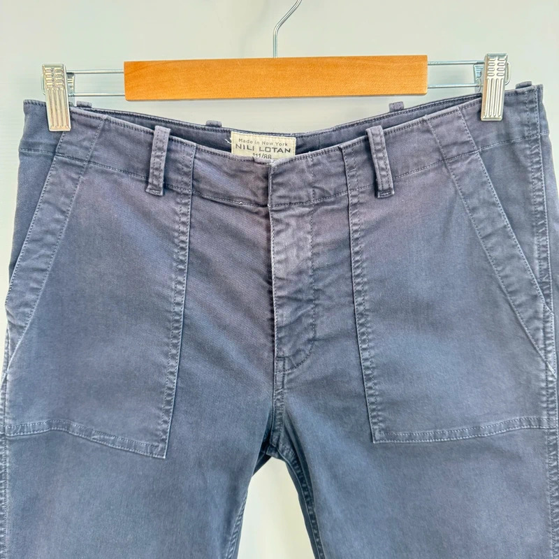Nili Lotan Jenna Pant Navy 8NL US 4 UK 8 Tapered Raw Hem Luxury USA - Image 2