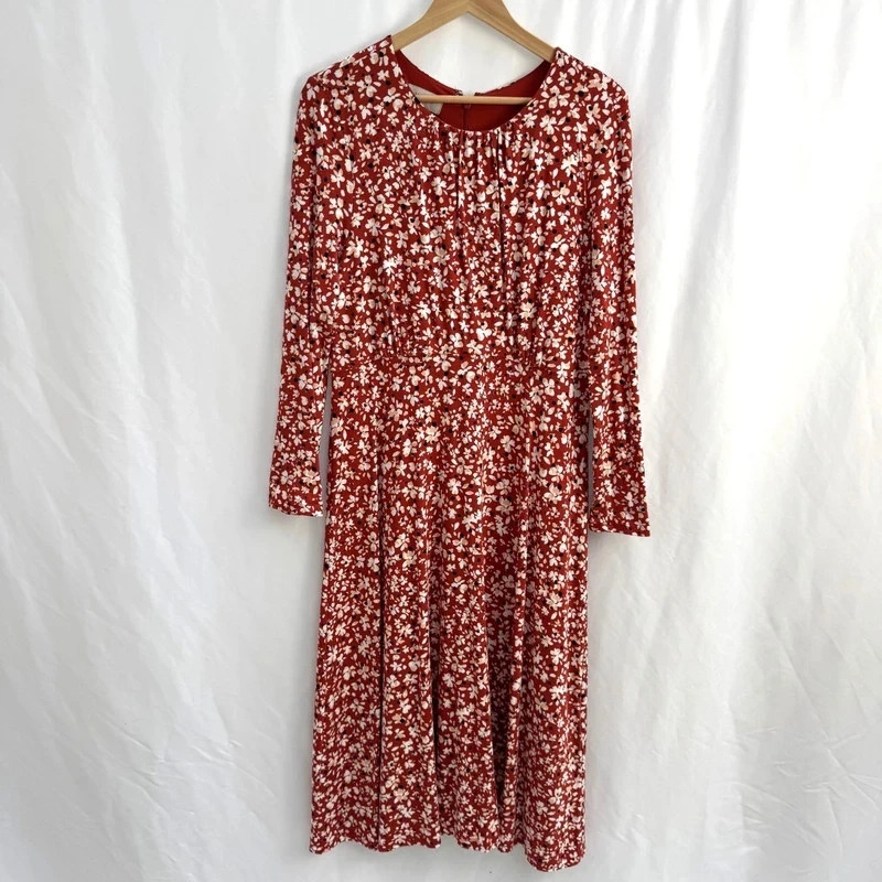 Hobbs Sian Jersey Dress UK 14 Sienna Multi Red Floral Fit And Flare RRP £99