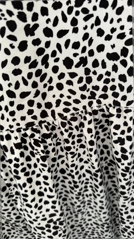 Black White Dalmatian Print Tiered Midi Maxi Dress Long Sleeve UK 14-16 - Image 3