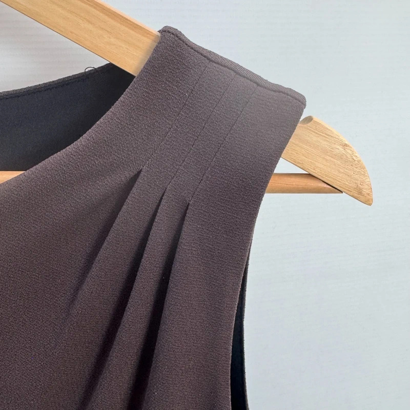 Planet Brown Sleeveless Ruched Side Dress UK 12 Cowl Neck Knee Length Smart Occasion - Image 5