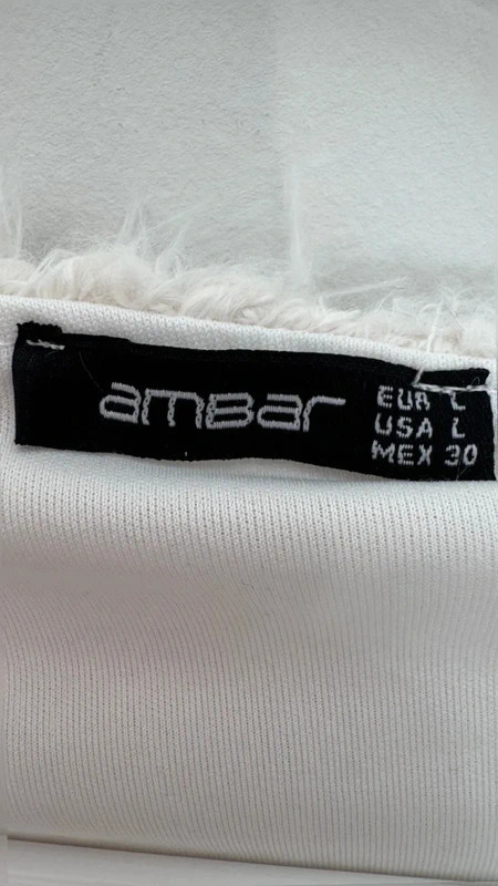 Ambar Cream Shaggy Faux Fur Bolero Jacket Size L UK 14 Fluffy Cropped Coat - Image 6