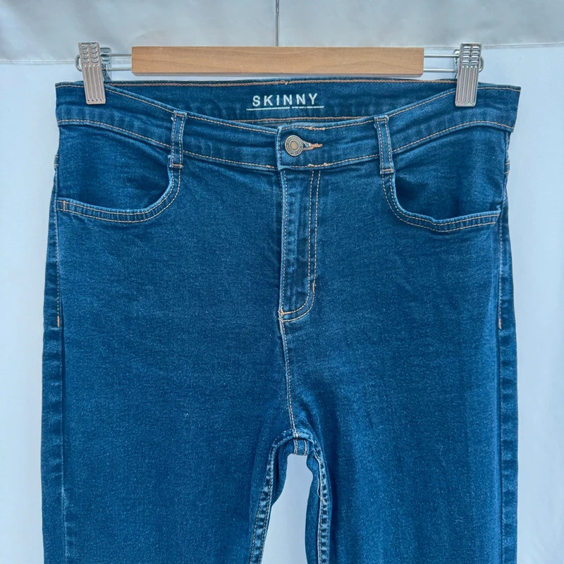 M&S Skinny Jeans Indigo Mix Dark Blue Stretch Denim UK 12 Long Leg Indigo Blue