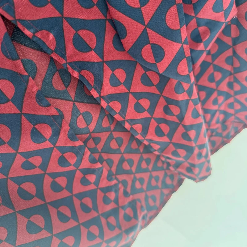 PrettyLittleThing BNWT Geo Print Wrap Midi Dress Burgundy Navy UK12 Belted - Image 6