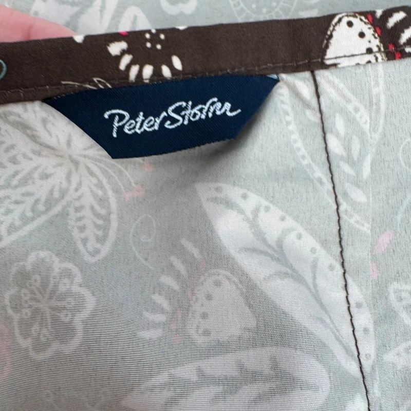 Peter Storm Brown Floral Leaf Print Skirt UK 12 Knee Length Zip Pocket - Image 11