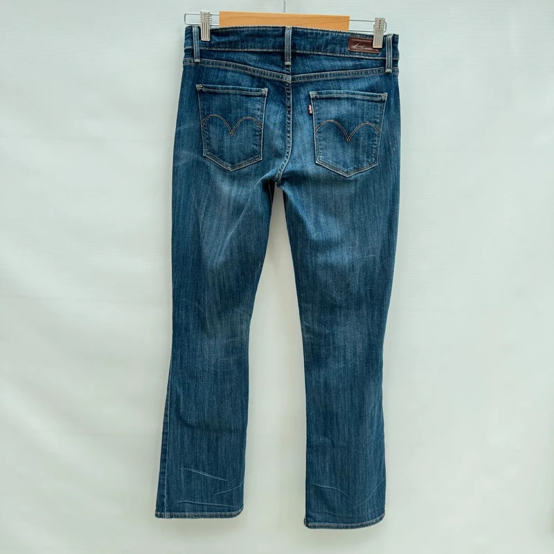 Levi's Demi Curve Bootcut Jeans W27 L32 UK 8 Dark Blue Stretch Denim Distressed - Image 2