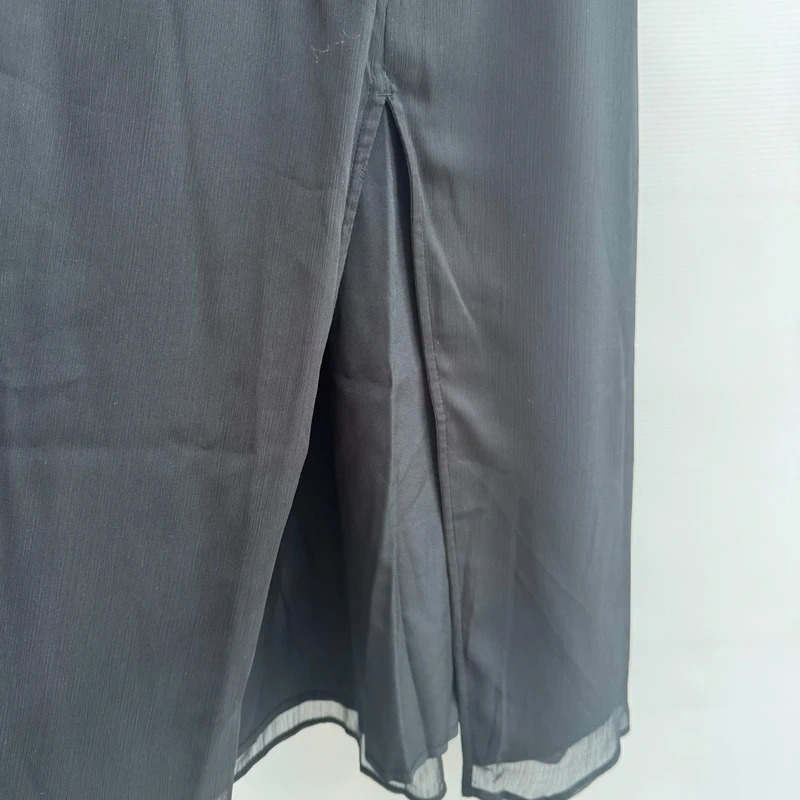 Hollister Black Midi Dress BNWT Size S UK 8-10 Puff Sleeve Ruched Front Slit - Image 10