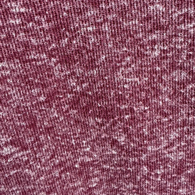 Topshop Burgundy Marl Ribbed Top Short Sleeve Zip Back Casual Knit Style Size 12 - Image 2