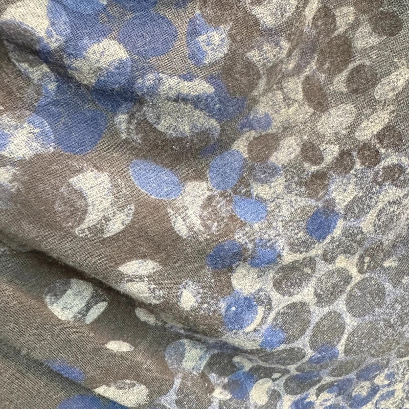 Sandwich Top Size S UK10 Dark Grey Cowl Neck Blue Spotted Print Long Sleeve Wool Mix - Image 2