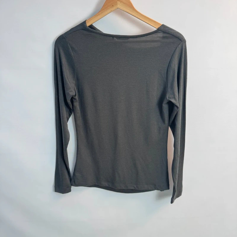 Sandwich Top Size S UK10 Dark Grey Cowl Neck Blue Spotted Print Long Sleeve Wool Mix - Image 4